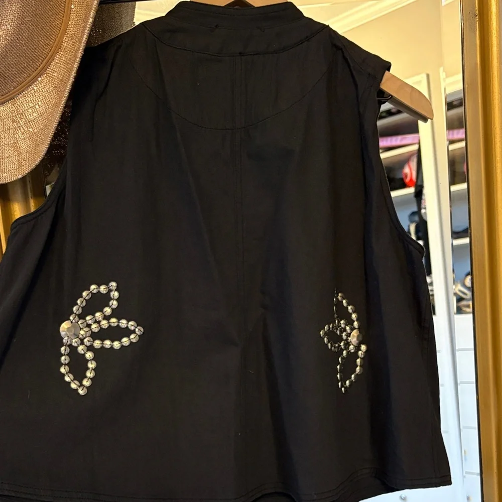Free People Black Pearl Embellished Blouse - Picture 9 of 13